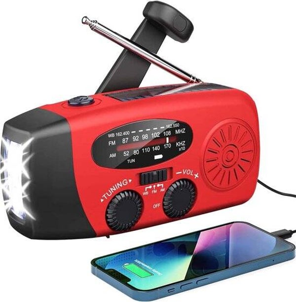 Radio Op Batterijen (Accu) Voor Rampen - Radio Opwindbaar - Noodradio - Noodradio Solar Opwindbaar