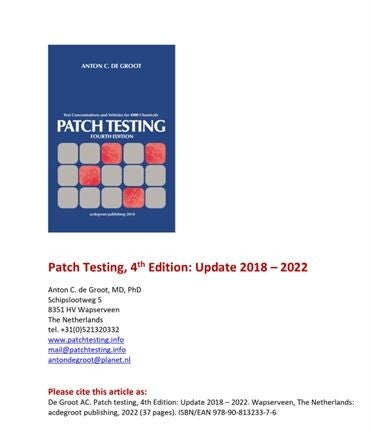 Patch Testing Textbook Patch testing vijfde editie Anton de Groot / Ton de Groot