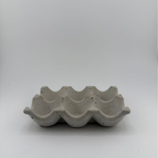 Beton-Eierhalter – 6er Tray im modernen Wellen-Design