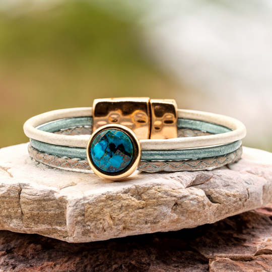 《 Leather & Stone》Chrysocolla