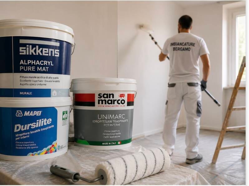 Pitture professionali utilizzate da Imbiancature Bergamo per garantire risultati duraturi e finiture di qualità