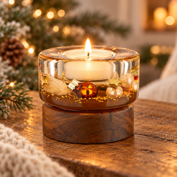 GI Dreamlight theelichthouder Colum Smart op houten voet – Cozy Night
