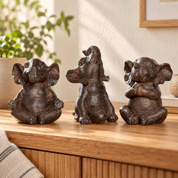GI Olifanten Tarangire in yogahoudingen – set van 3 – By Gilde
