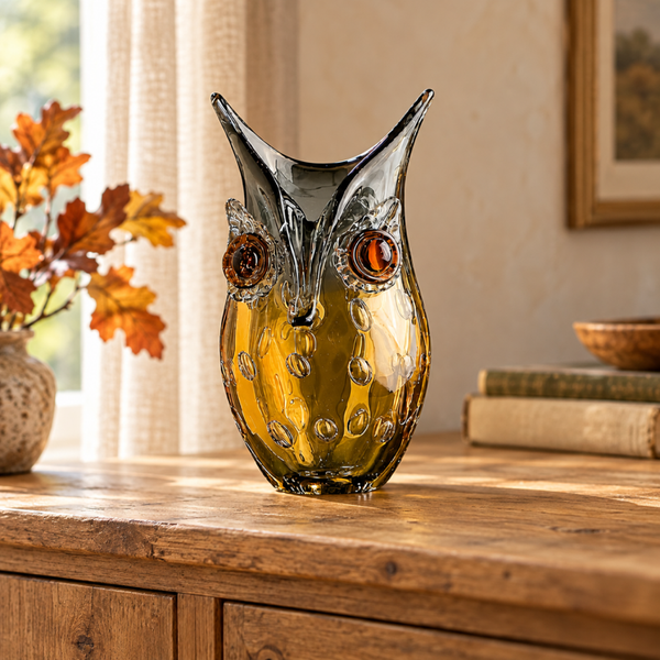 GI Vaas Uil – Glass Art Yellow – 23 cm
