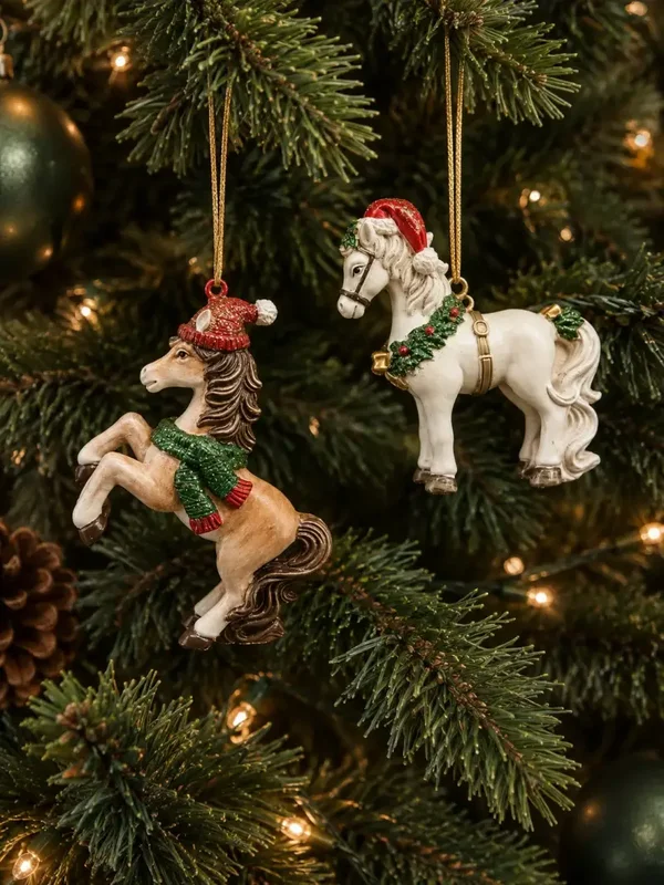 LG La Galleria Kerstpaardjes hangertjes – set van 2 – 8 en 10 cm 🐴🎄