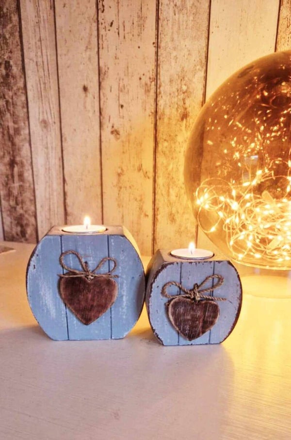 WA Theelichthouder rond + hart, set van 2 stuks in 5 verschillende kleuren