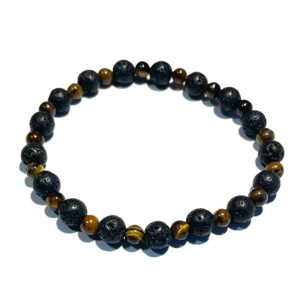 Armband Lavastenen / Tijgeroog