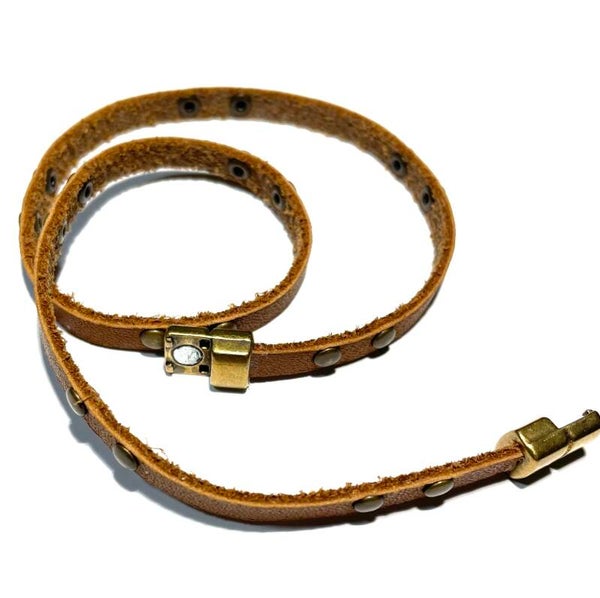 Wikkelarmband bruin leer