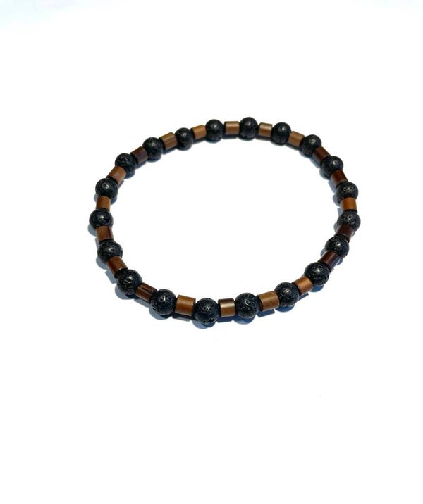 Armband Lavastenen / Hout