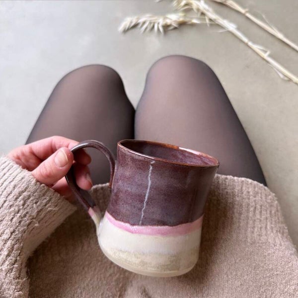 Teetasse rosa/violett/beige