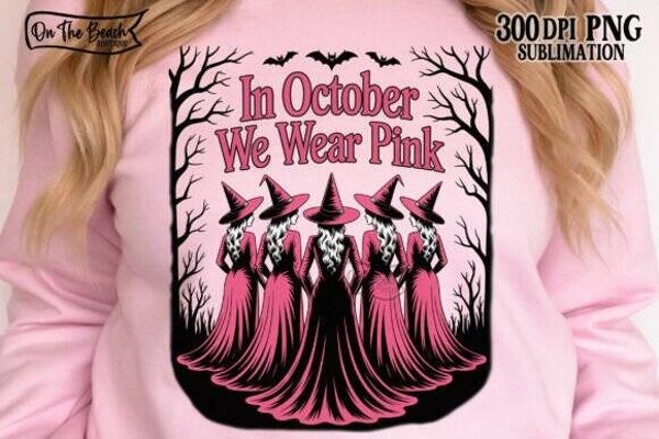 In October we wear Pink witches Png