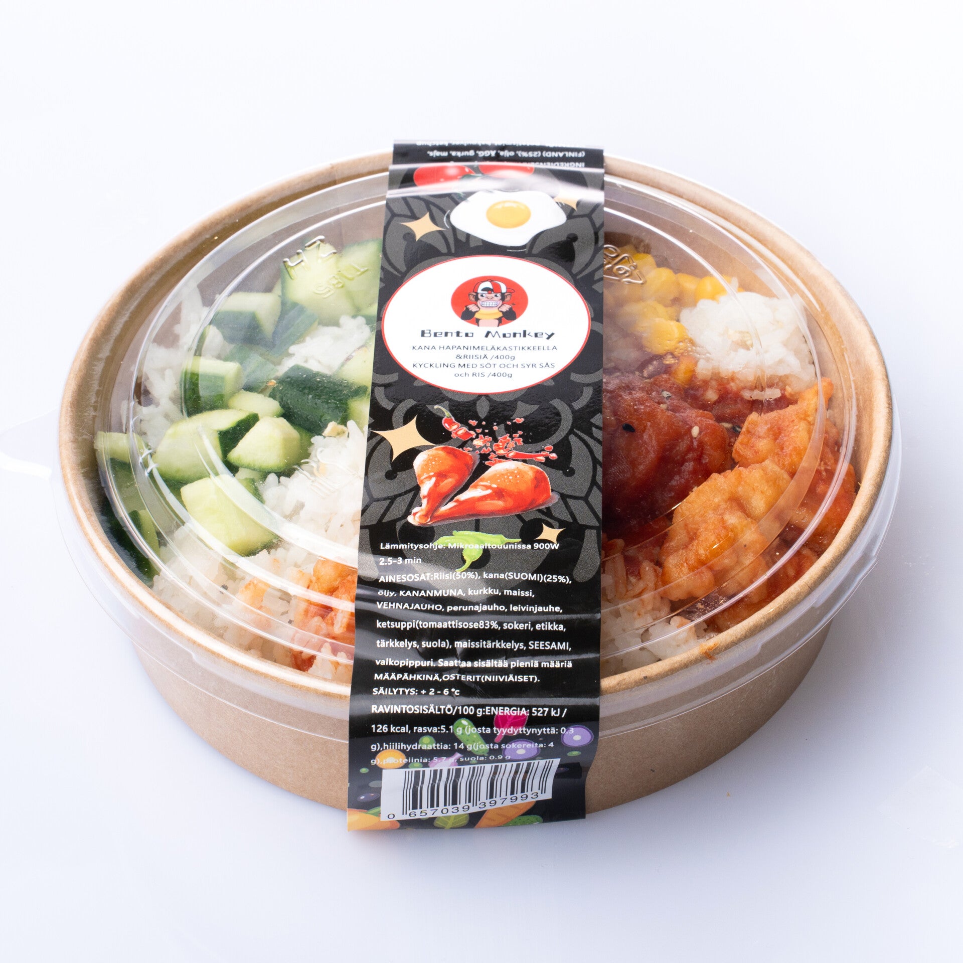 bento monkey kanaa hapanimelakastikkeela ja riisia