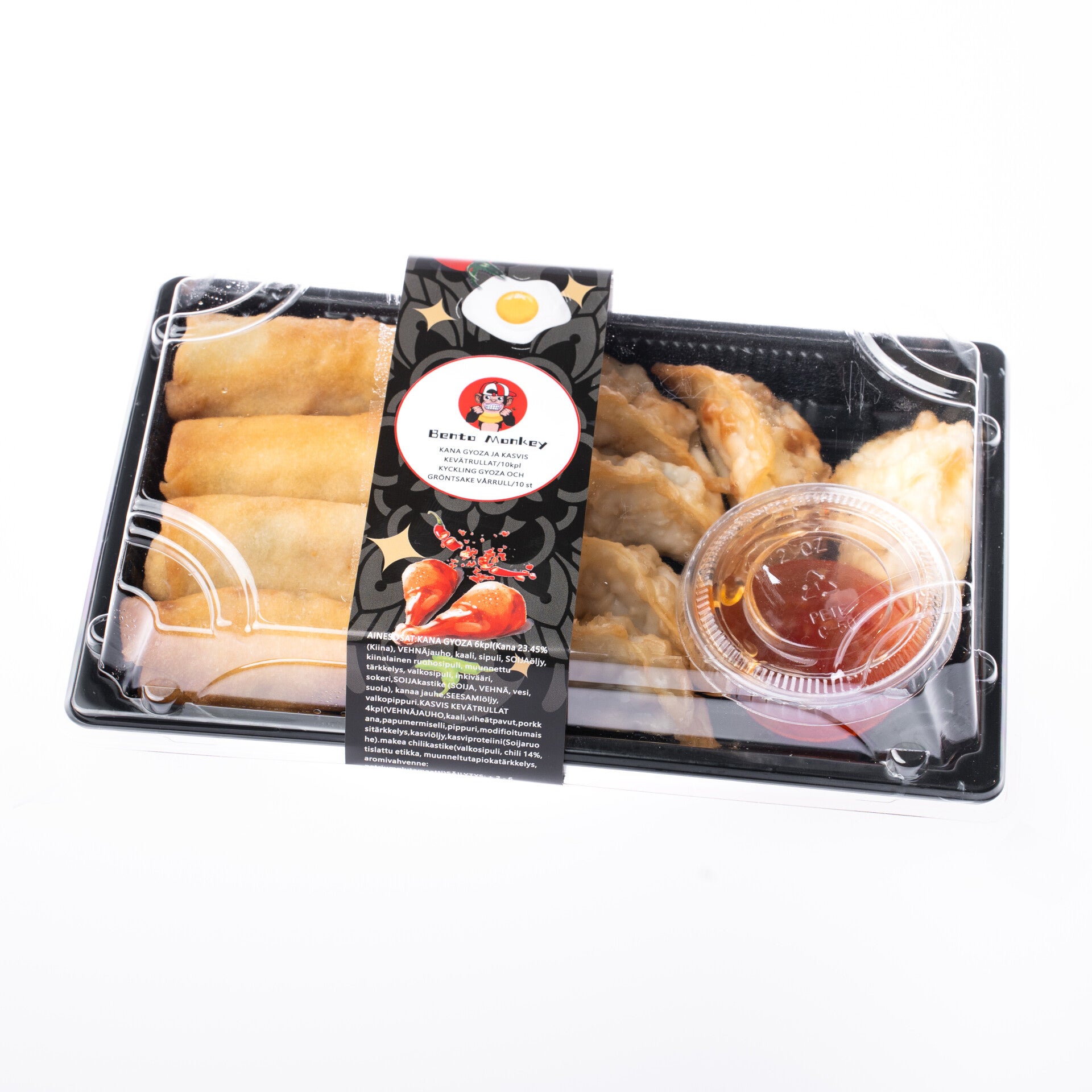 bento monkey kana gyoza ja kasvis kevatrullat