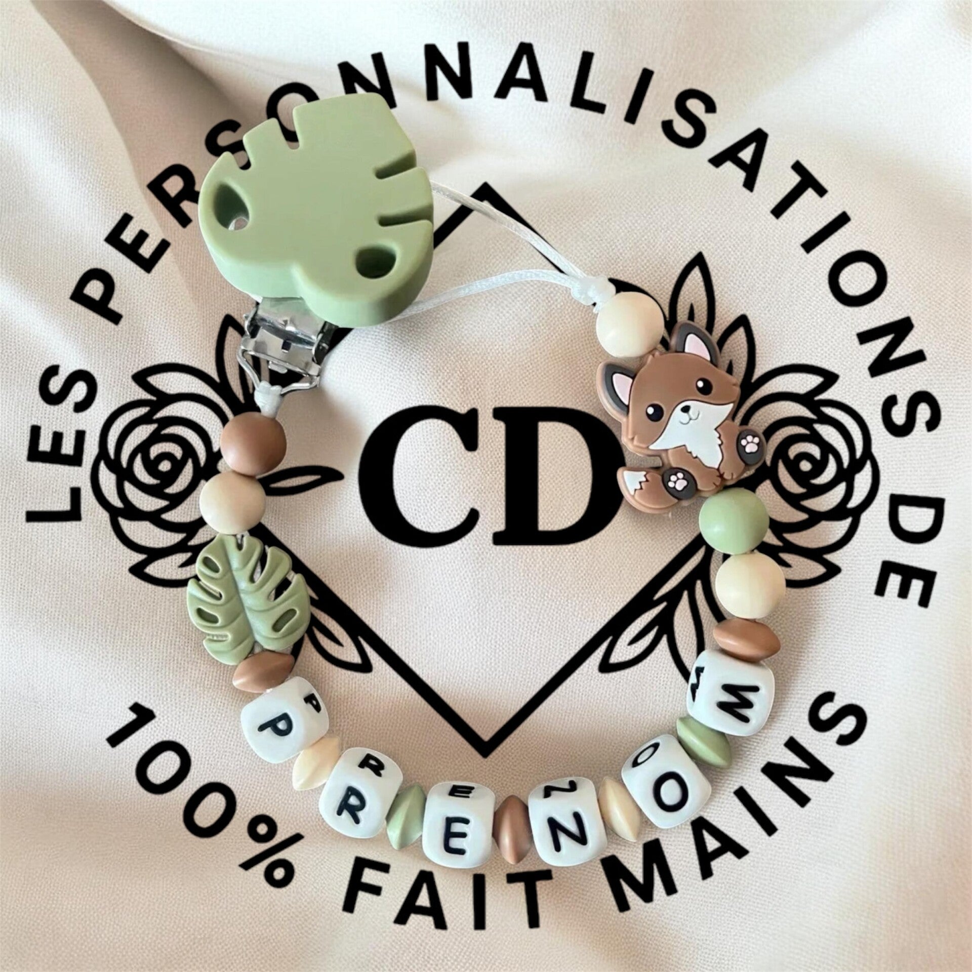 Attache tétine feuille