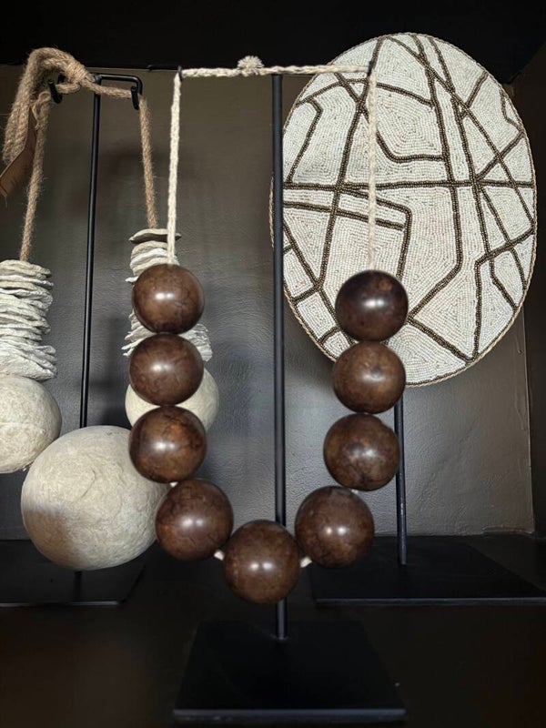 Marmeren necklace donkerbruin S