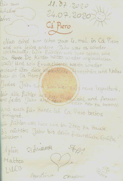 Guestbook Holiday Home Ca Piero