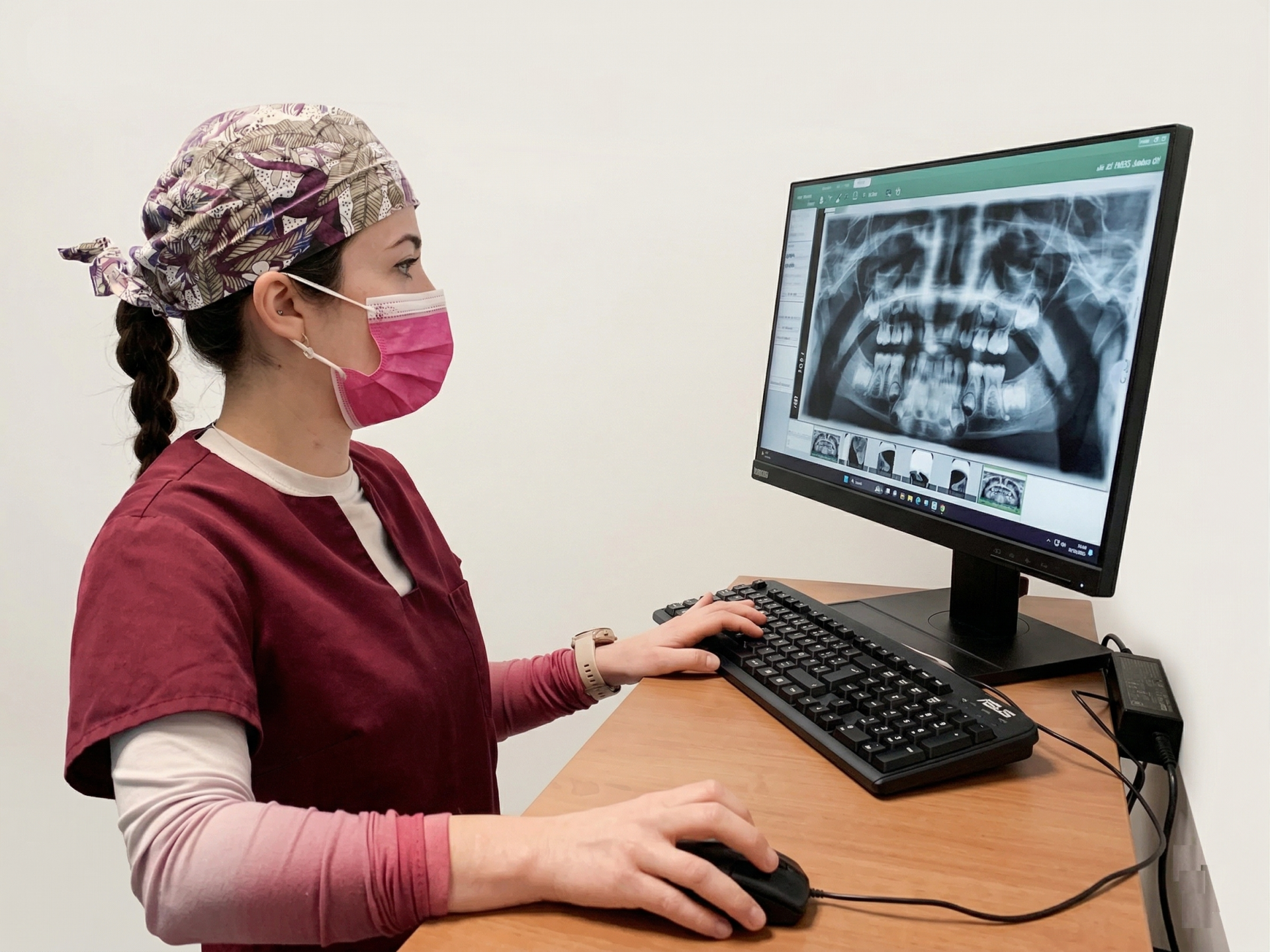 chirurgien-dentiste pédiatrique en salle de radiographie panoramique