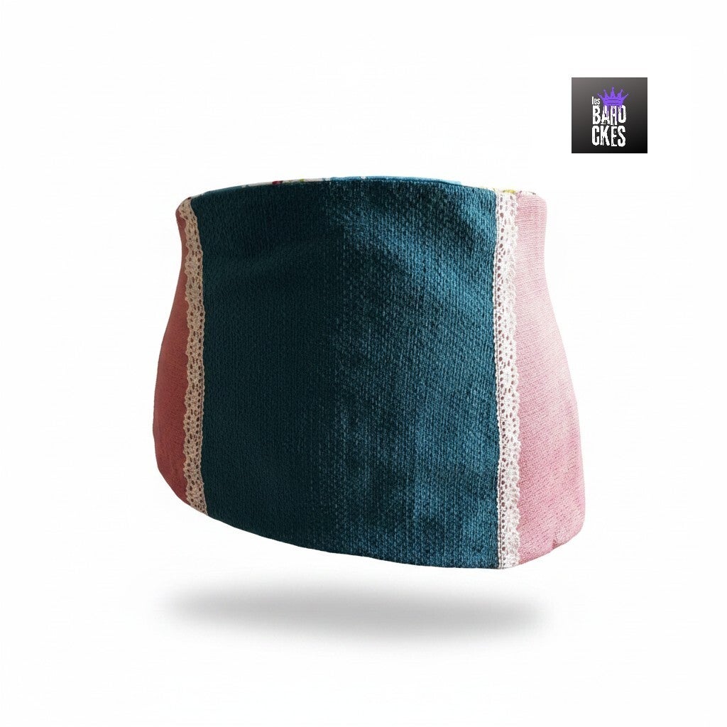 Ceinture asymétrique t.U corset - bleu & rose