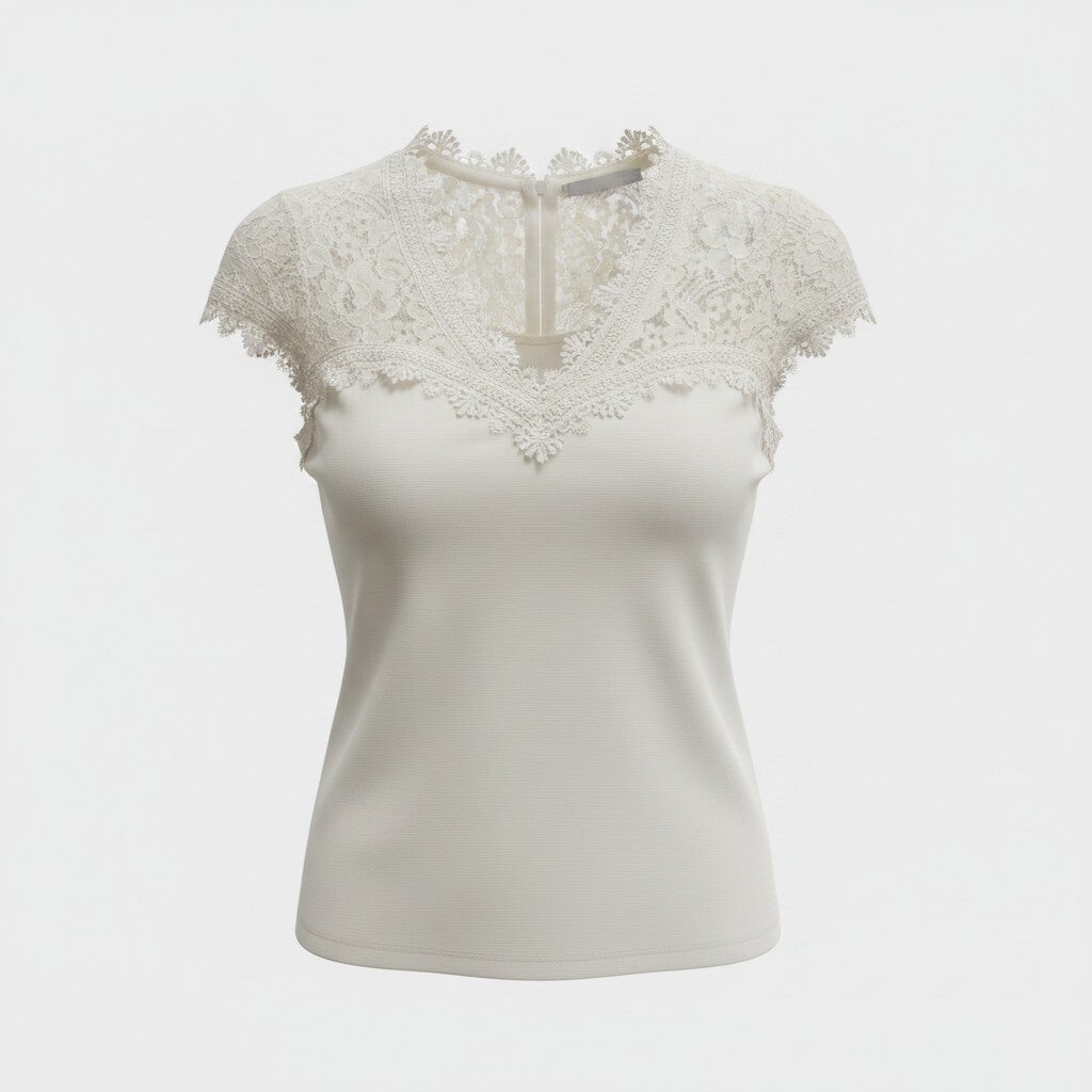 Top en dentelle beige t.S - H&M