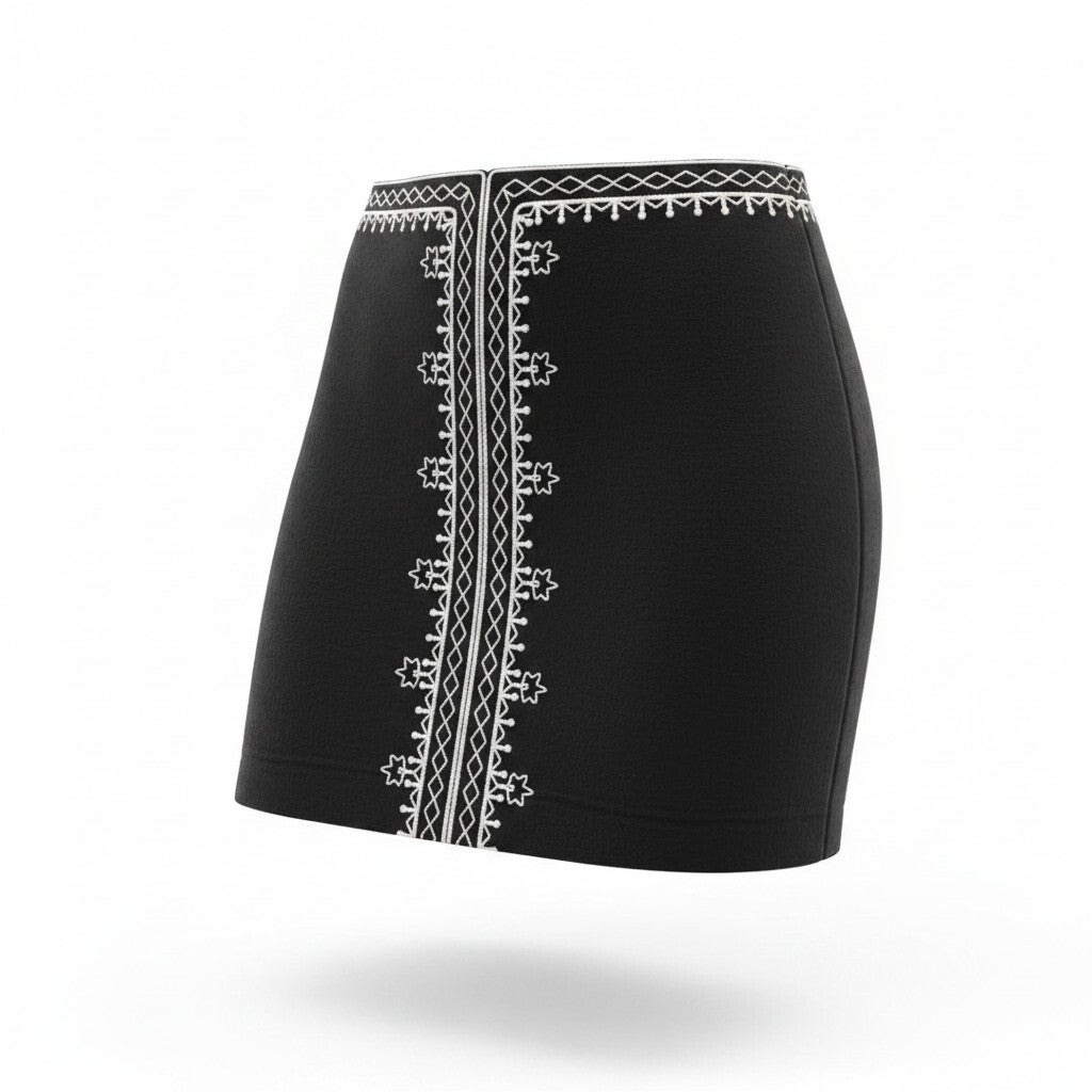 Jupe courte avec broderies - GRAIN DE MALICE - T.40