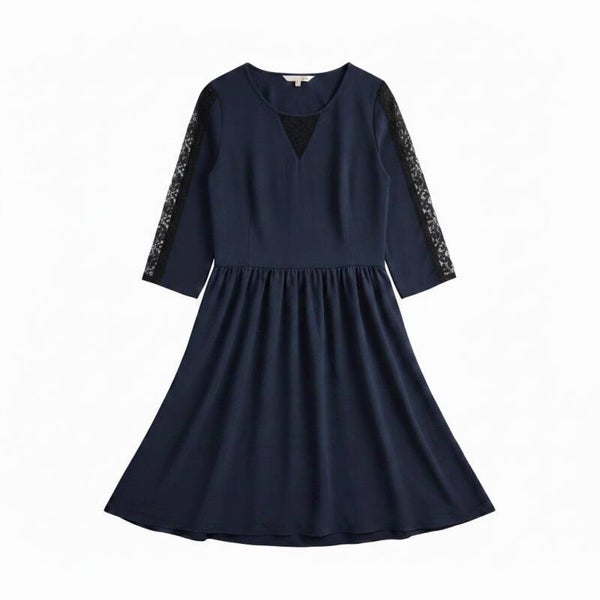 Robe YUMI t.42 bleu marine & dentelle noire