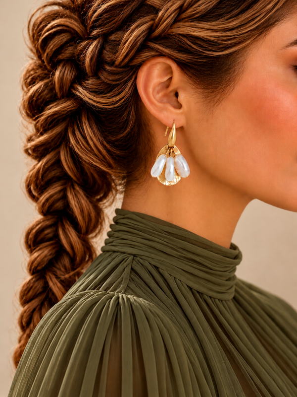 Boucles d'Oreilles Mariage Fleur de Perles - ECLOSION