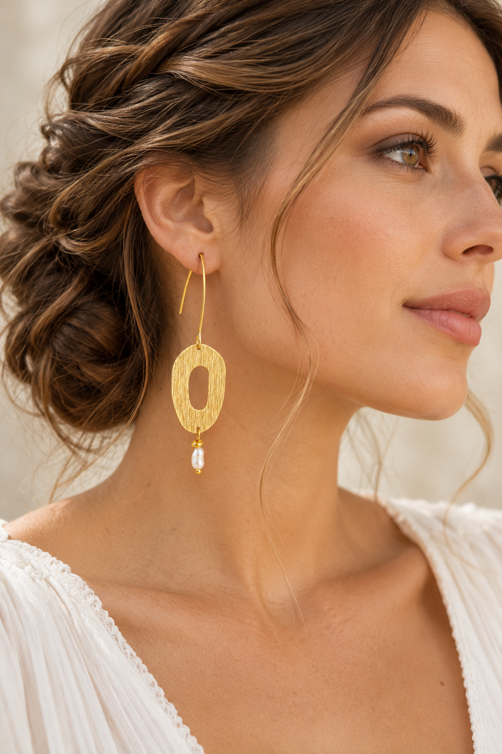 Boucles d'Oreilles Ovale Perle Naturelle - ECLIPSE
