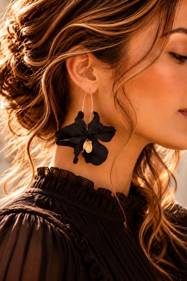 Boucles d'oreilles pendantes fleuries fait main - OMBRE