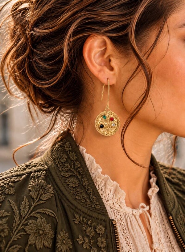 Boucles d'Oreilles Vintage en Acier - MEDAILLON MIDI