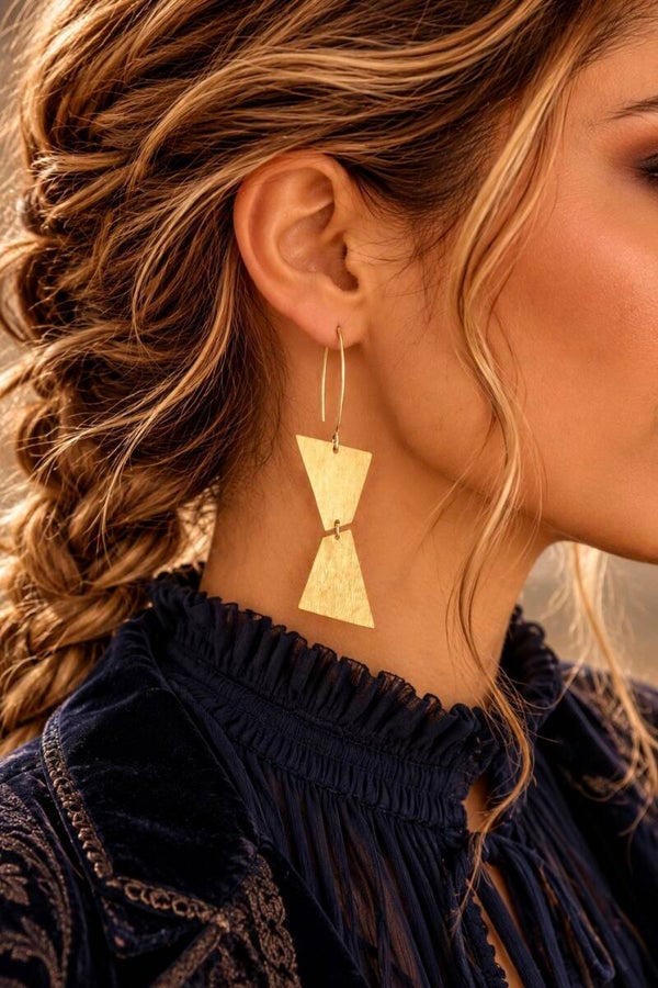 Boucles d'Oreilles Pendantes Graphique en Laiton - GEOMETRIQUE