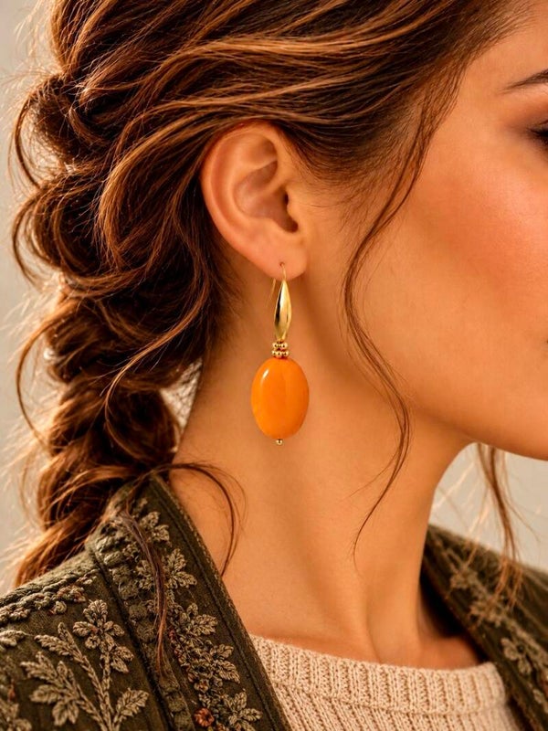 Boucles d'Oreilles Ovales en Acrylique et Acier - ECLAT