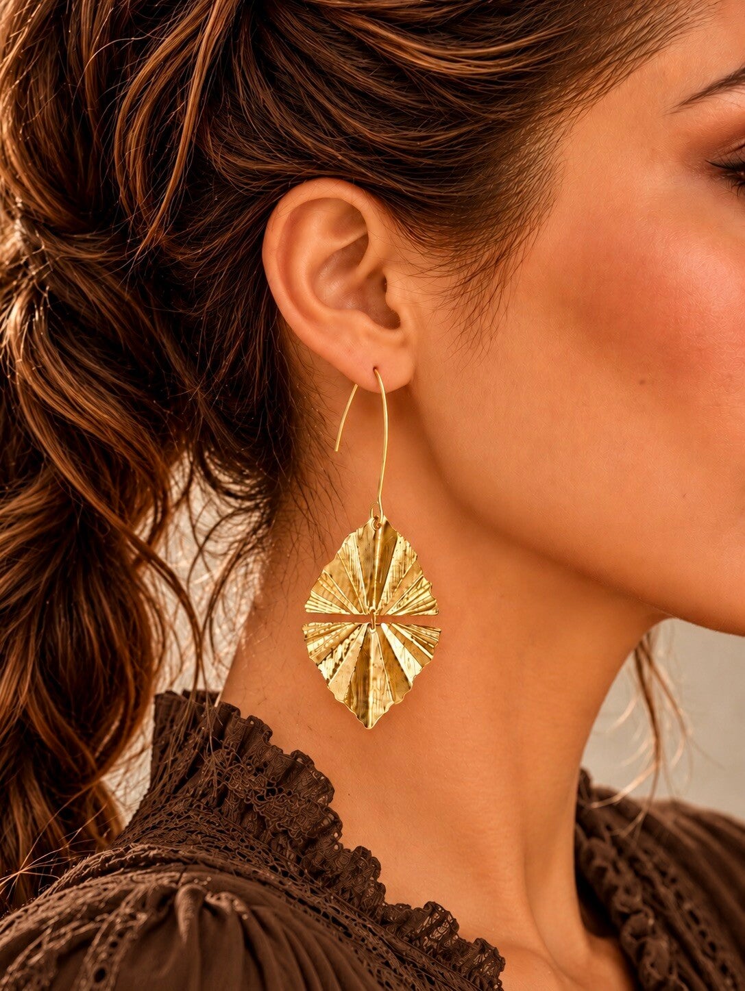 Boucles d'Oreilles Feuille de Palmier - AUREA DUO