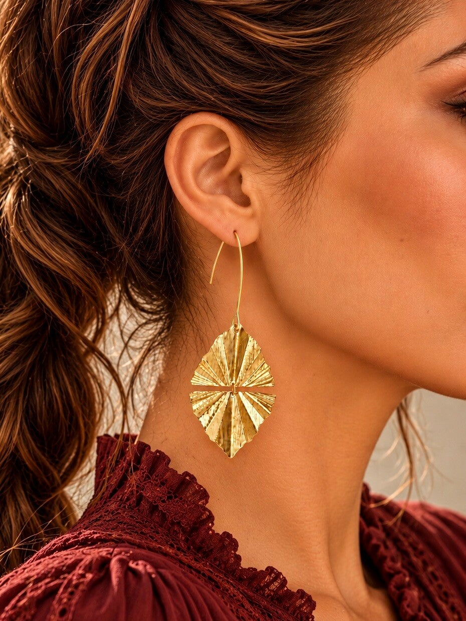 Boucles d'Oreilles Feuille de Palmier - AUREA DUO