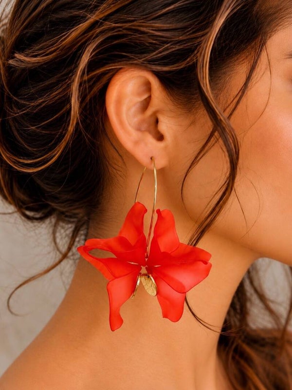 Maxi boucles d'oreilles fleur acrylique - L'AMOUR