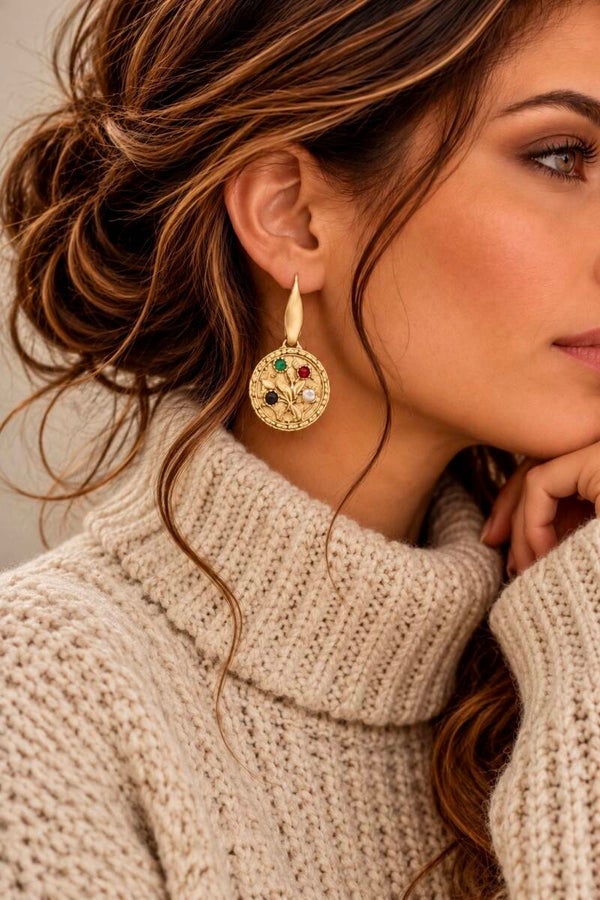 Boucles d'Oreilles Rondes style Antique - MEDAILLON
