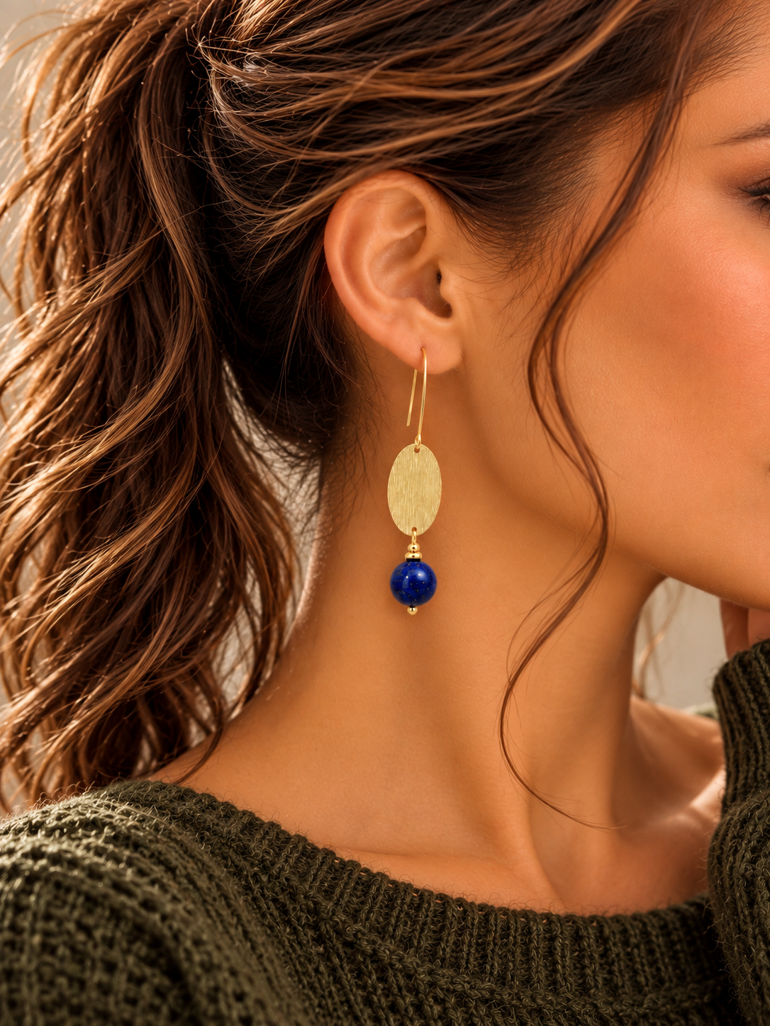Boucles d'Oreilles Longues en Pierre Naturelle - BANGKOK