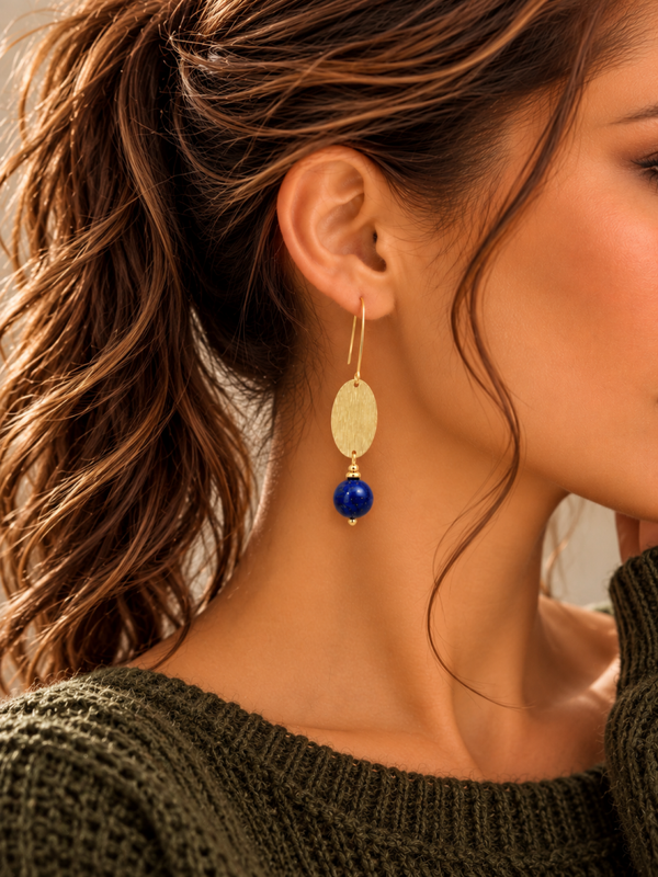 Boucles d'Oreilles Longues en Pierre Naturelle - BANGKOK