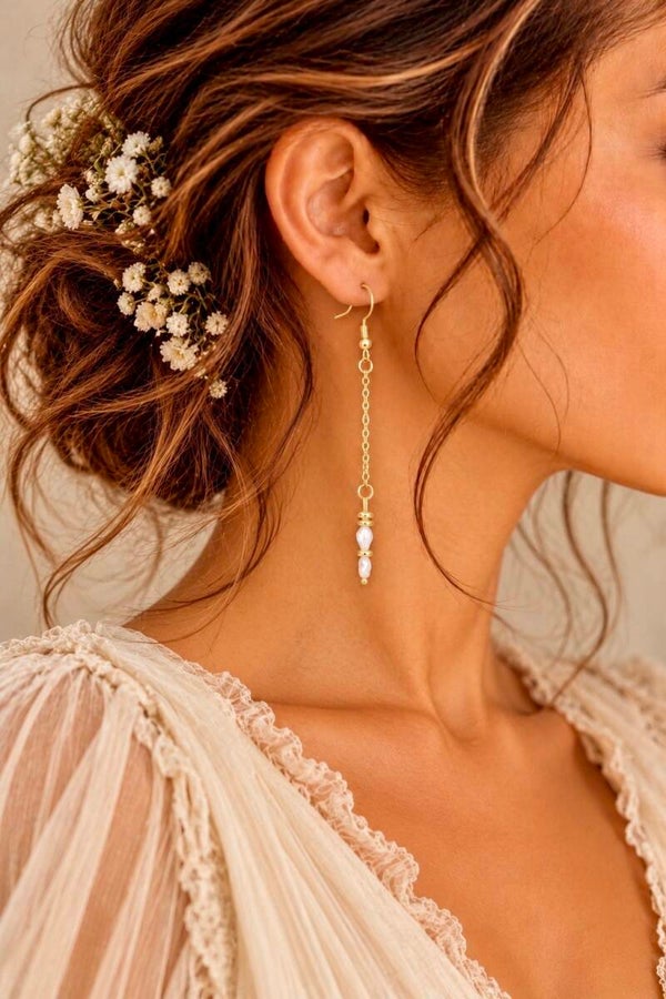 Longues Boucles d'Oreilles en Perles de Culture - SUSPENDUE
