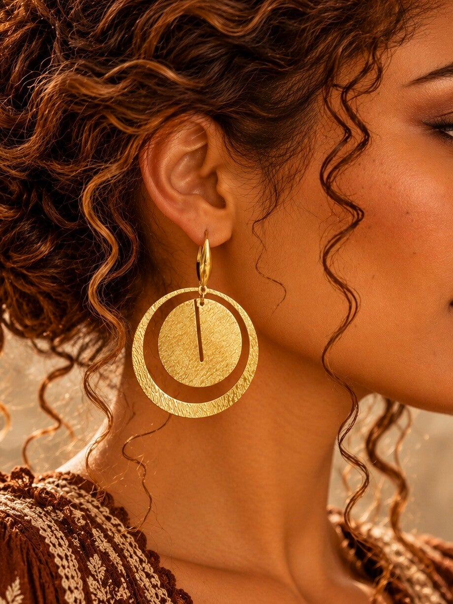 Boucles d'Oreilles Disque et Anneau - GLOBE DUO