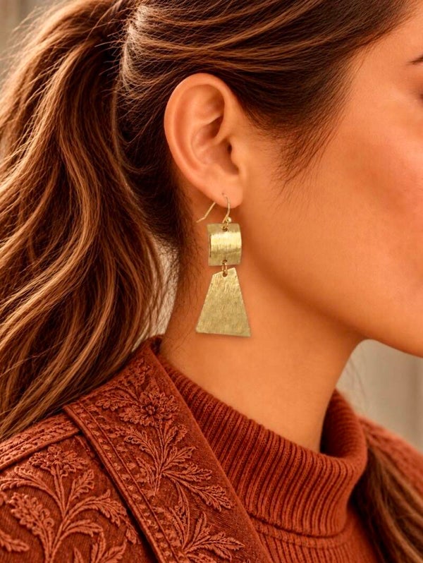 Boucles d'Oreilles Design Architectural en Laiton - EQUILIBRE