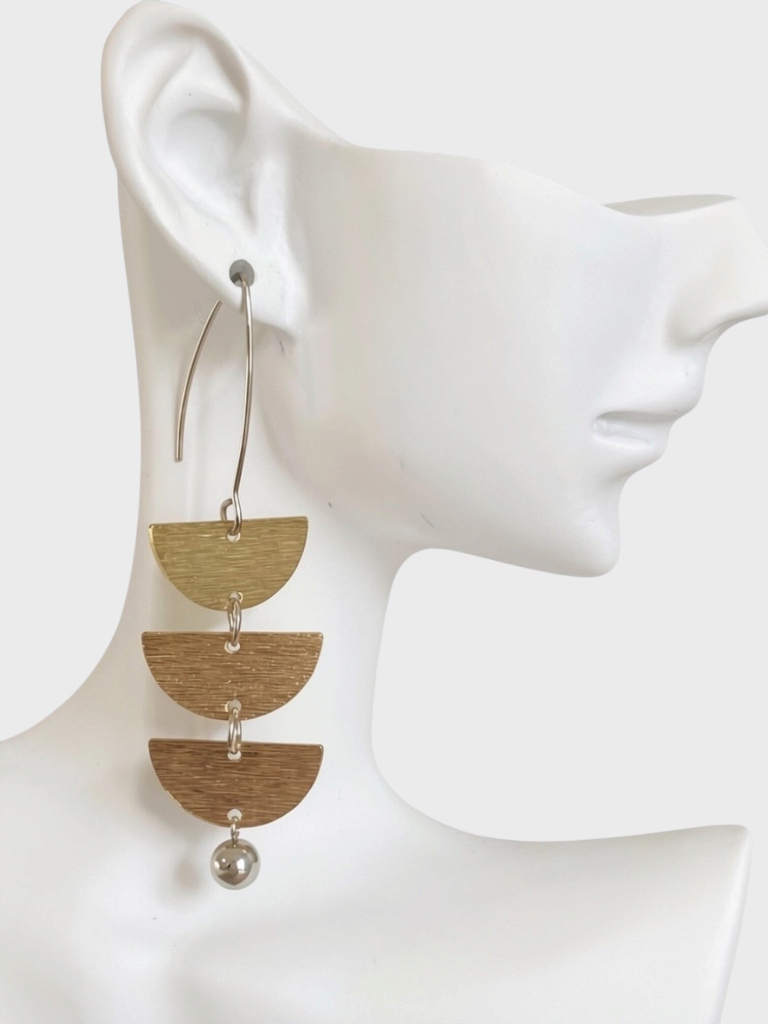 boucles d’oreilles pendantes constellation boheme laiton doré et acier inoxydable argenté perle 7 cm IslaBra