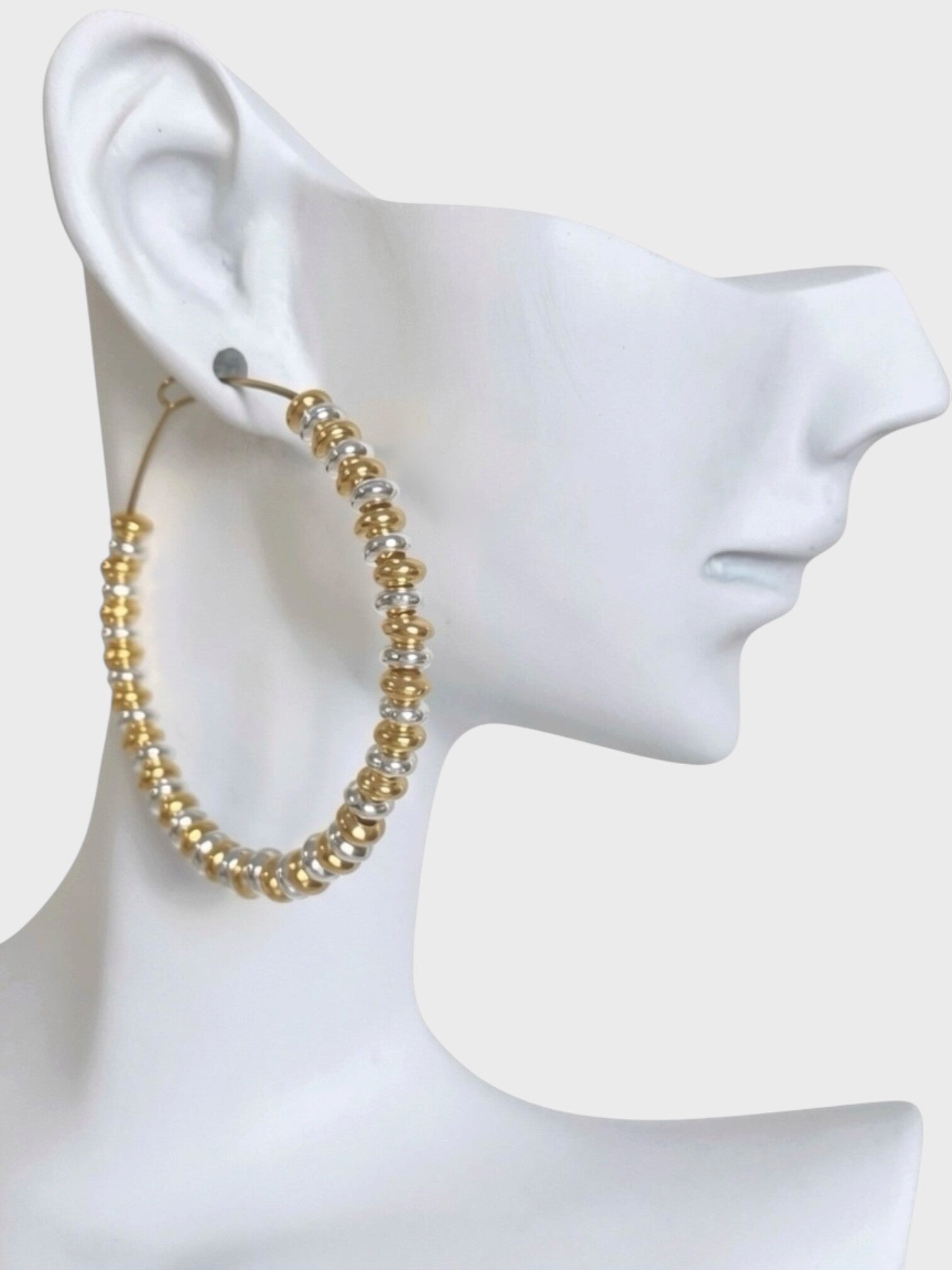Boucles d'oreilles créoles perle acier inoxydable doré argenteé IslaBra minimalistas