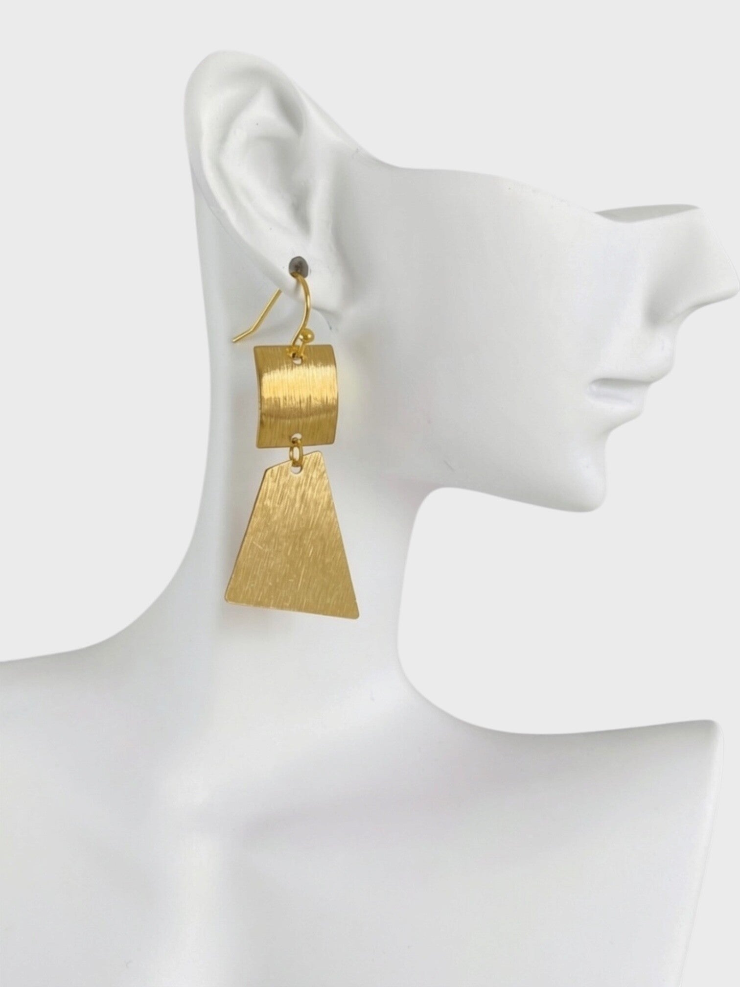 Boucles. d'oreilles équilibre geometrique laiton acier inoxydable doré IslaBra
