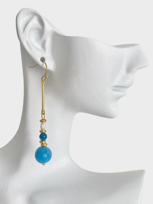 Ligne — Aura Azur (Pierre bleue, perles d’apatite et perles d’eau douce naturelles)
