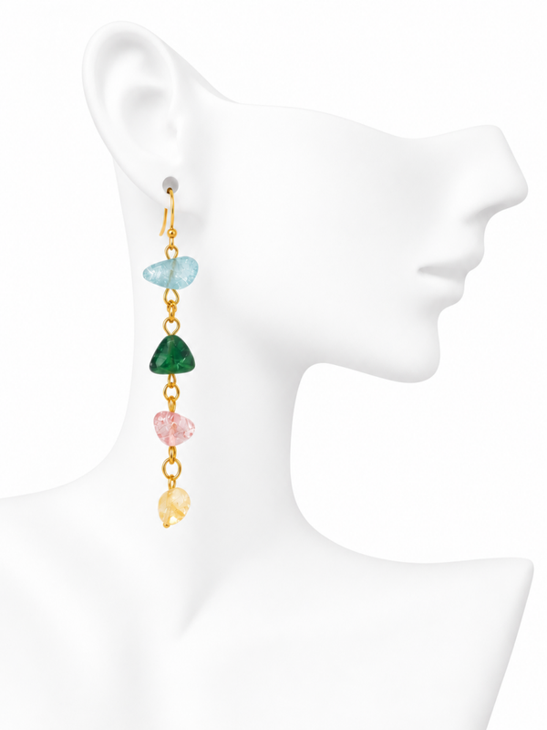 Boucles d'Oreilles Pendantes en Pierres Naturelles - CASCADE DE VIE