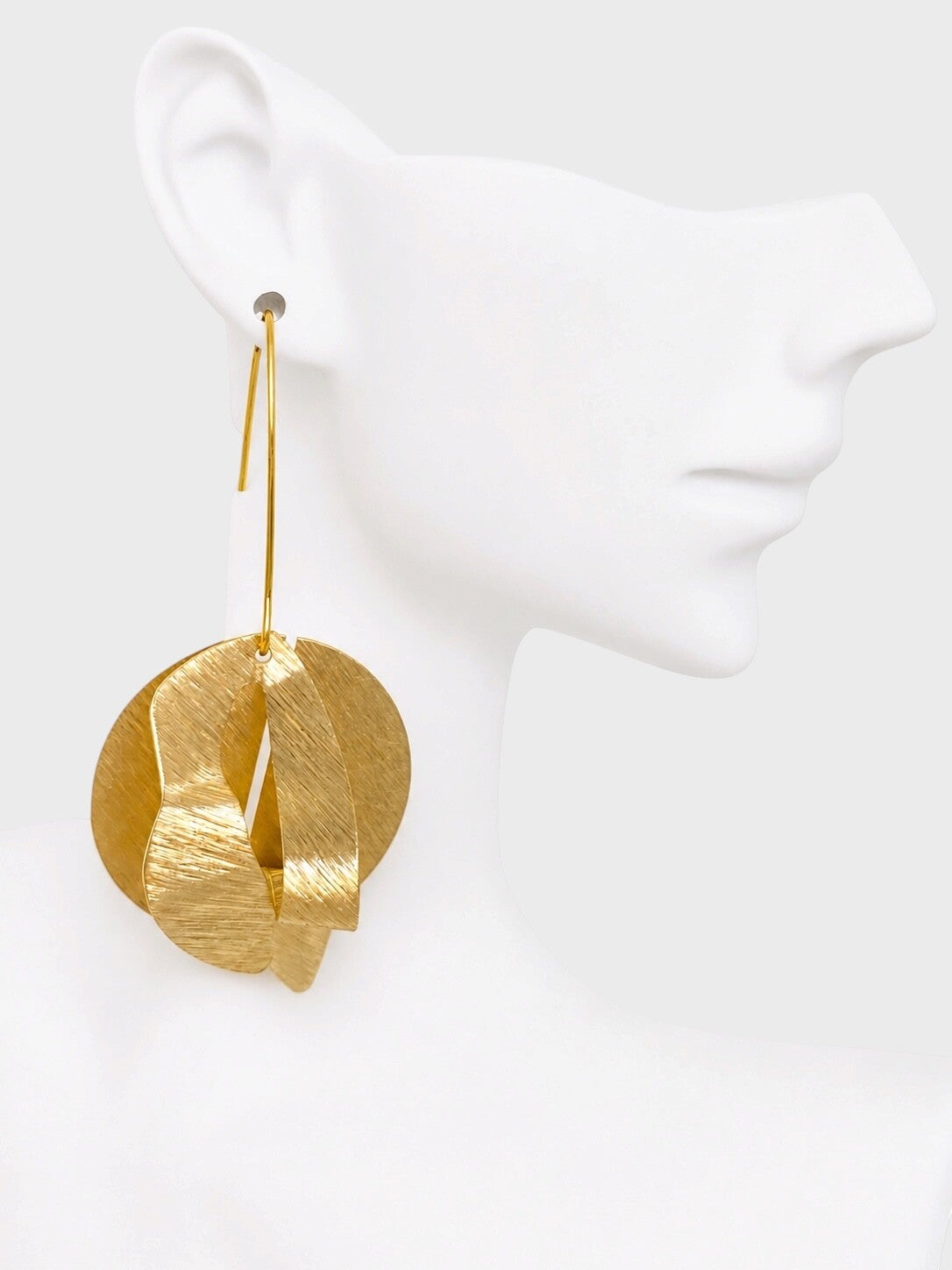 boucles d’oreilles vagues ludique laiton brut brossé acier inoxydable IslaBra 6,5 cm