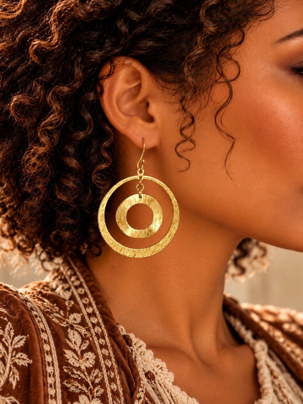 Grandes Boucles d'oreilles Concentriques en Laiton - AXIS DUO
