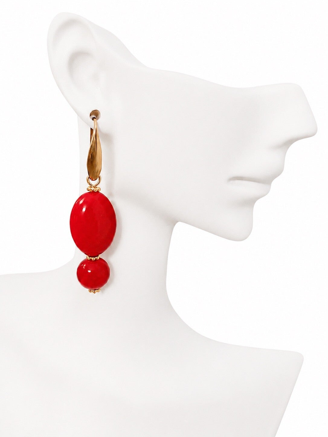 boucles d’oreilles perle acrylique bleu ciel acier inoxydable doré collection éclat IslaBra 4,7 cm