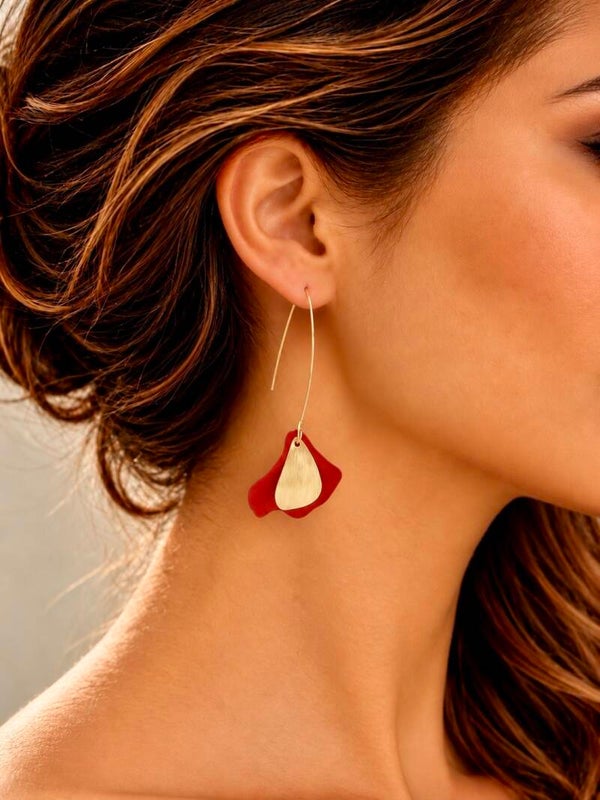 Boucles d'oreilles tendance en laiton et acrylique - PETALE D'OR
