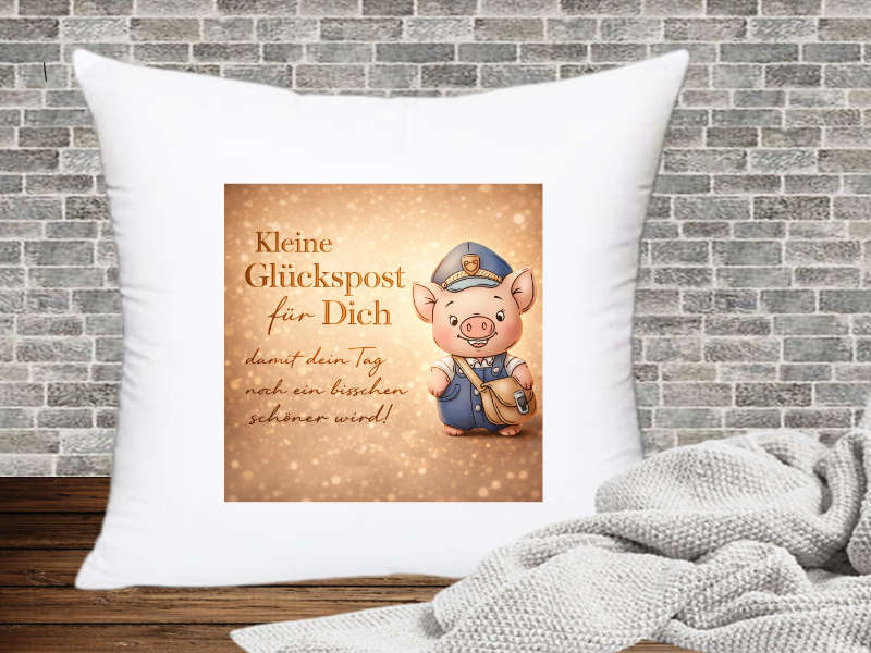 Kleine Glückspost für Dich damit dein Tag noch ein bisschen schöner wird! - Kissenhülle Schweinige Post